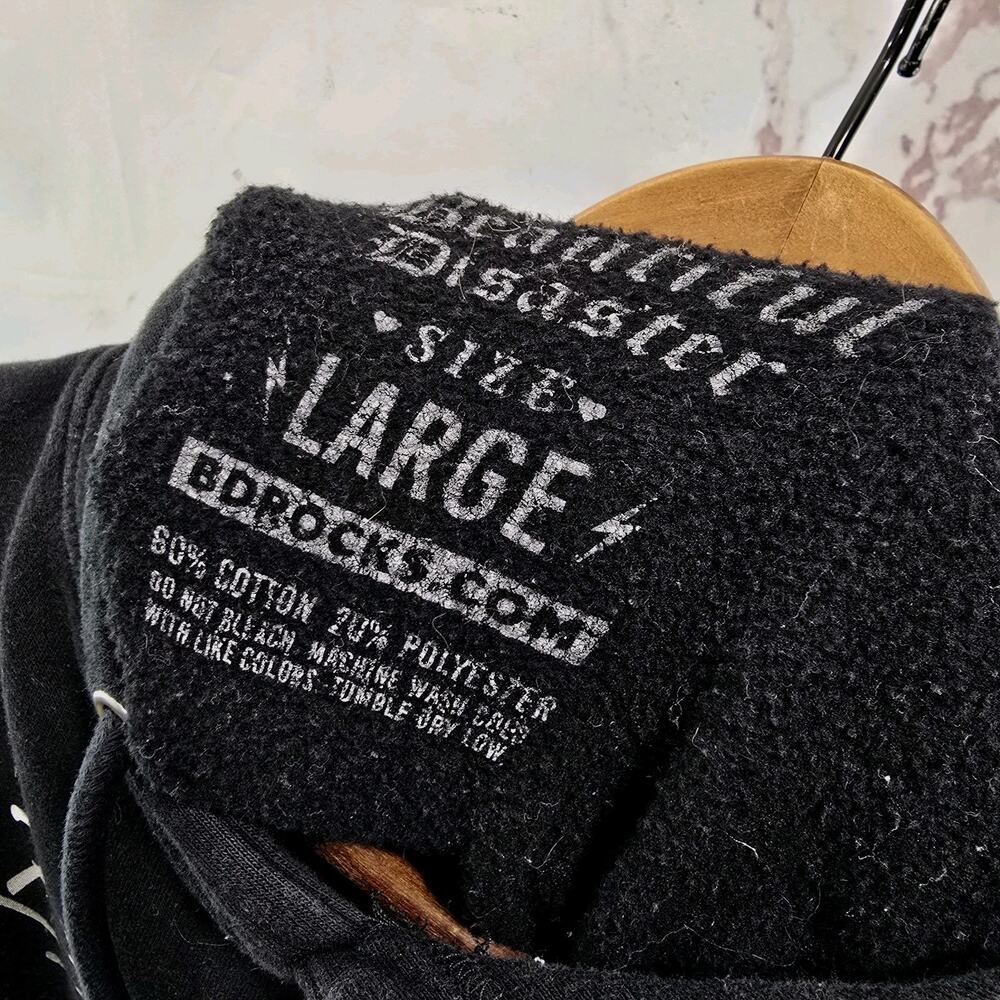 Beautiful Disaster Hoodie Women Large Black Pullover Sweatshirt Broken Imperfect - Picture 3 of 10